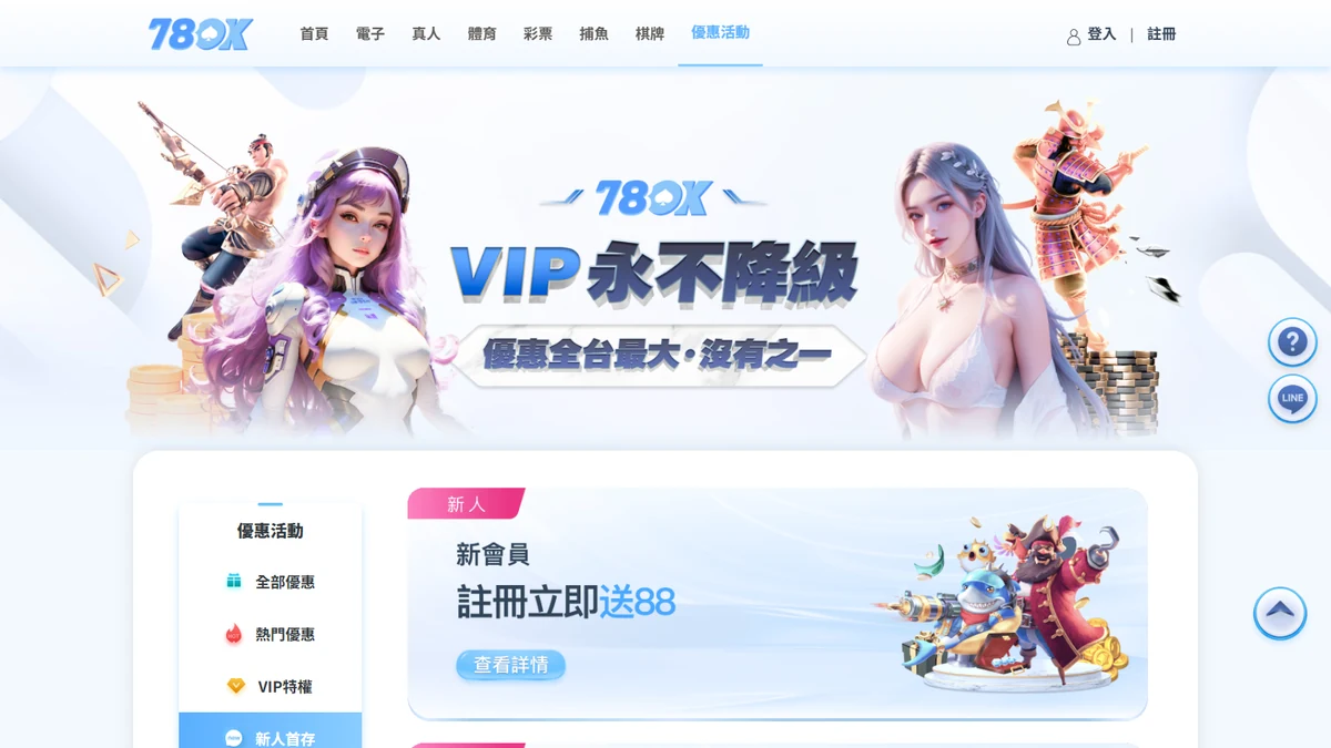 78OK 官方完整截圖：存款優惠六欄位