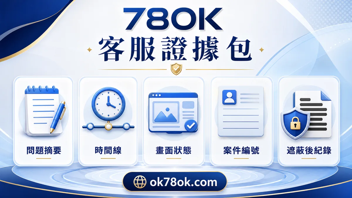 78OK 客服證據包:問題摘要、時間線、畫面狀態、案件編號與遮蔽後紀錄